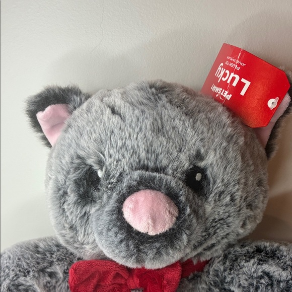 Petsmart Plush Dog Squeaker Toy Grey and Pink Lucky Bear - Picture 3 of 7